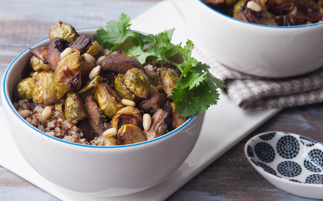 Choux de Bruxelles et champignons en salade