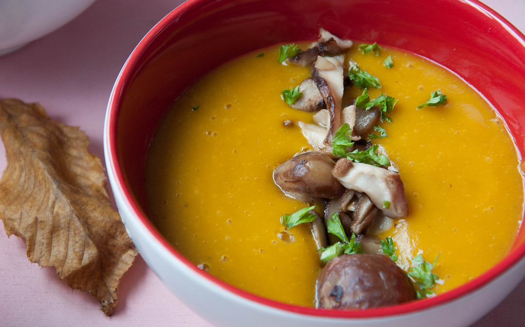 Velouté de potiron et châtaignes